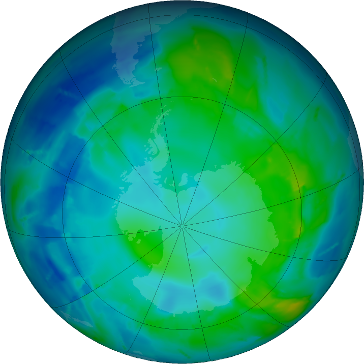 Antarctic ozone map for 06 May 2011